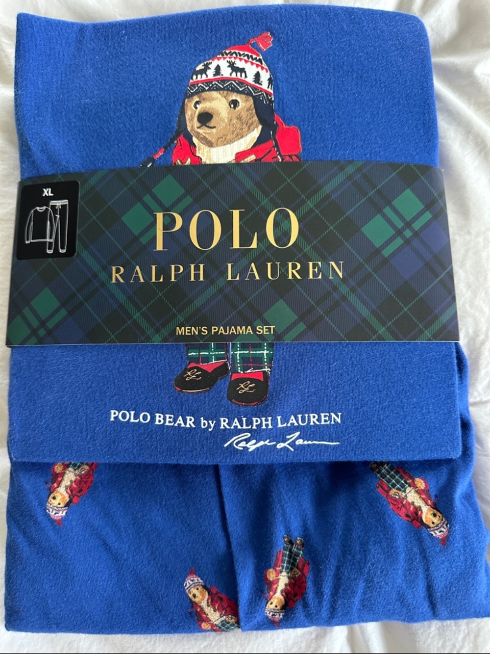 Polo by Ralph Lauren Blue Polo Bear Men’s Pajama Set - XL NEW!